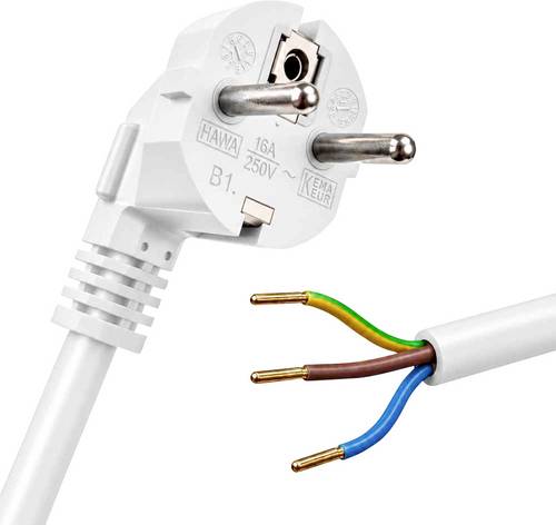HAWA 1008218 Strom Anschlusskabel Weiß 2.00 m