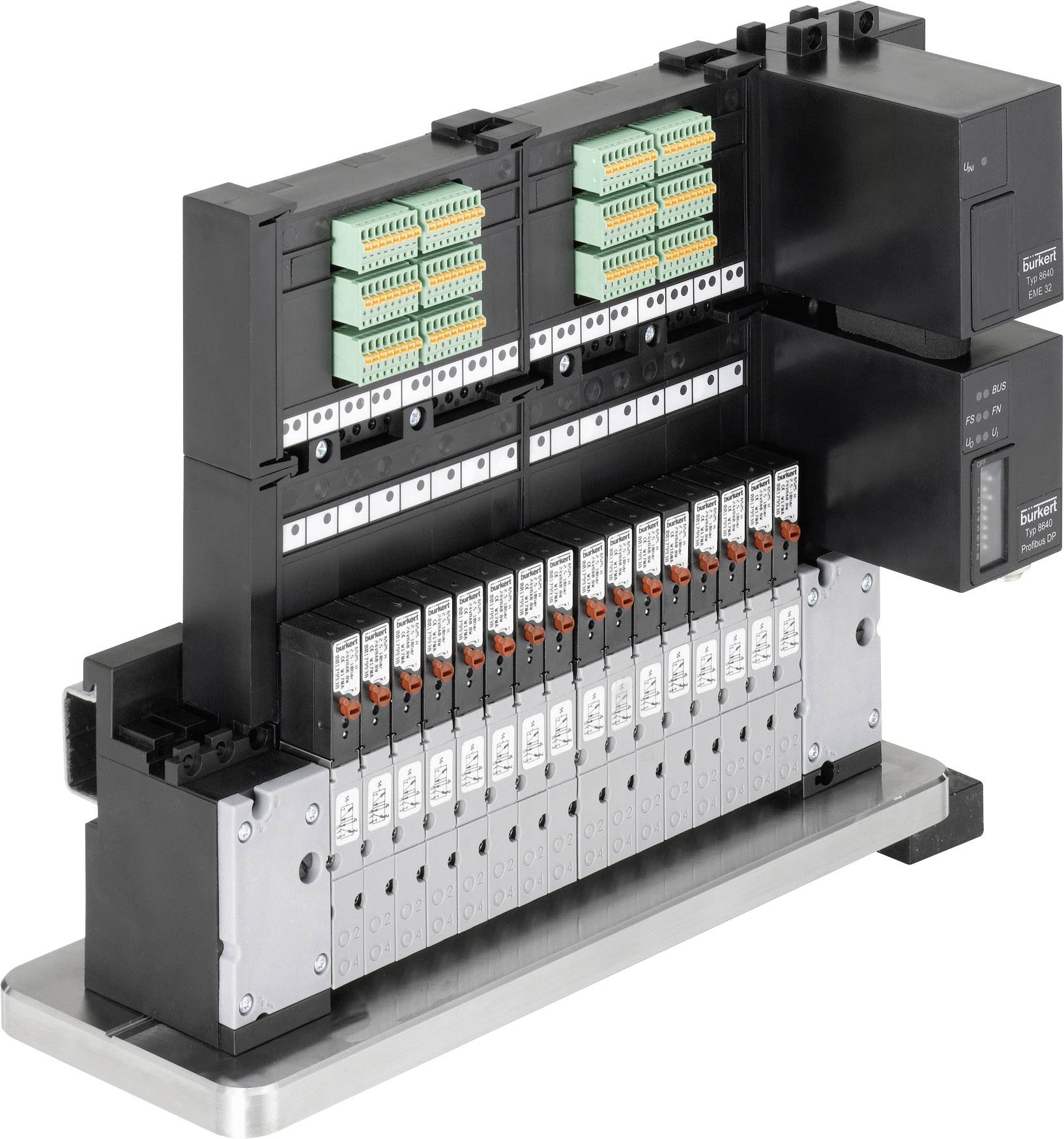 Bürkert 8640 230154 Ventilinsel 24x (2x 3/2) Ventilfunktion NC Ansteuerung (Pneumatik) Profibus DPV