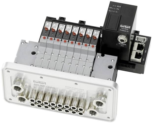 Bürkert 8640 230870 Ventilinsel 16x (2x 3/2) Ventilfunktion NC Ansteuerung (Pneumatik) Multipol 1 S