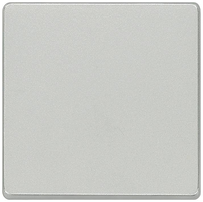 Ein quadratischer, hellgrauer Schalter mit glatter Oberfläche.