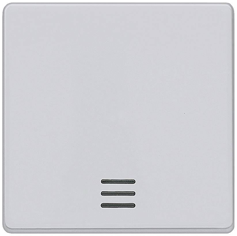 Ein weißer Lichtschalter mit drei kleinen horizontalen Lüftungsschlitzen am unteren Rand.