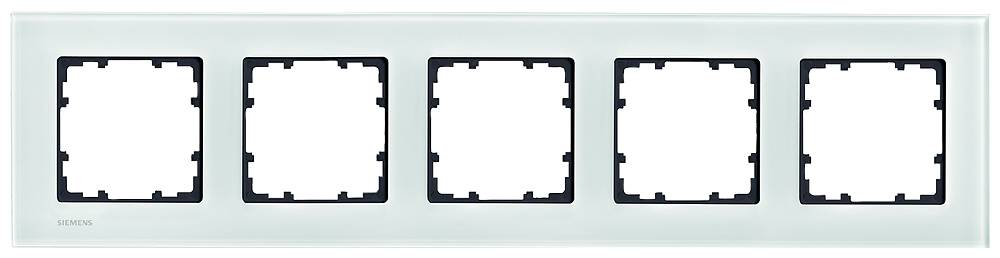 Sechsfache weiße Lichtschalterrahmenleiste, geeignet für mehrere Schalter oder Steckdosen in einem modernen Wanddesign.