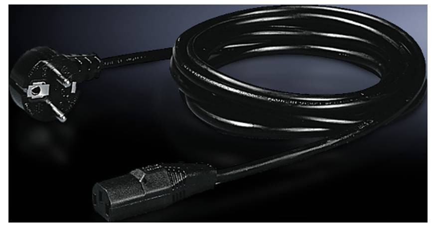 Rittal Strom Anschlusskabel [1x Schutzkontakt-Stecker - 1x Kaltgeräte-Buchse C13] 1.80 m Schwarz