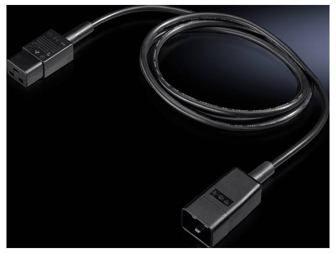 Rittal Strom Verlängerungskabel [1x Kaltgeräte-Stecker C20 - 1x Kaltgeräte-Buchse C19] 1.80 m Schwarz