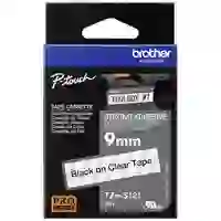 Brother Schriftband Extra stark klebend TZe TZe-S121 Bandfarbe: Transparent Schriftfarbe:Schwarz 9mm 8m Brother Schriftband Extra stark klebend TZe TZe-S121 Bandfarbe: Transparent Schriftfarbe:Schwarz 9mm 8m