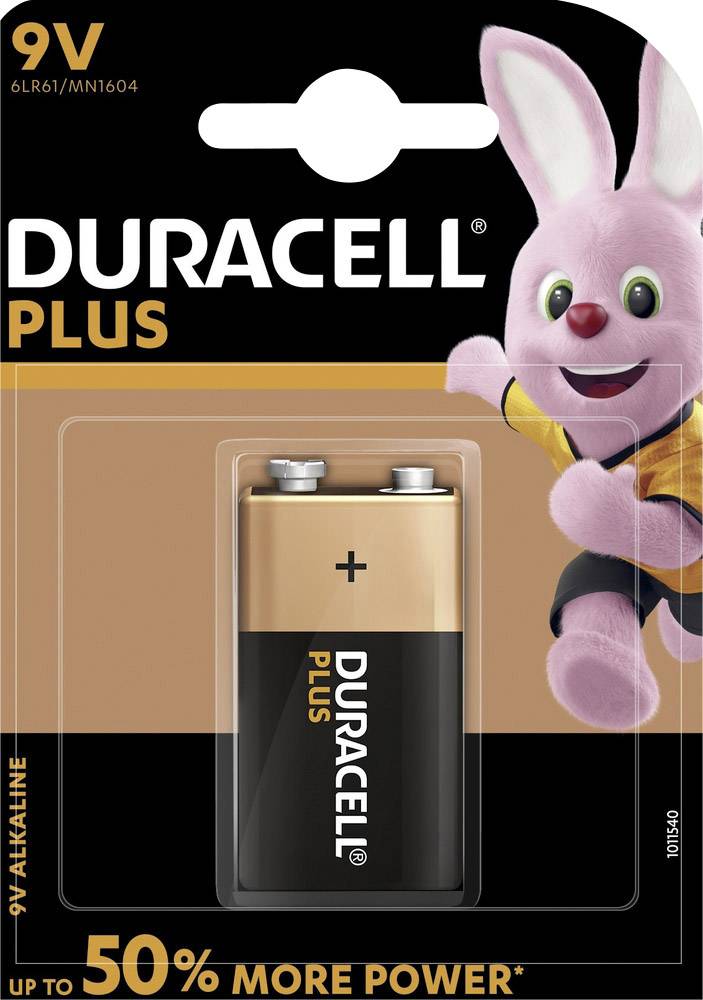 Duracell Plus 6LR61 9V Block-Batterie Alkali-Mangan 9V 1St.