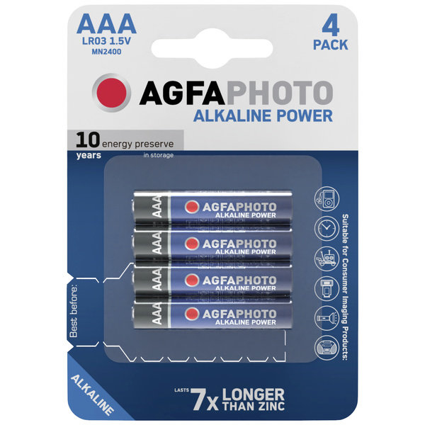 AgfaPhoto Power LR03 Micro (AAA)-Batterie Alkali-Mangan 1.5V 4St.