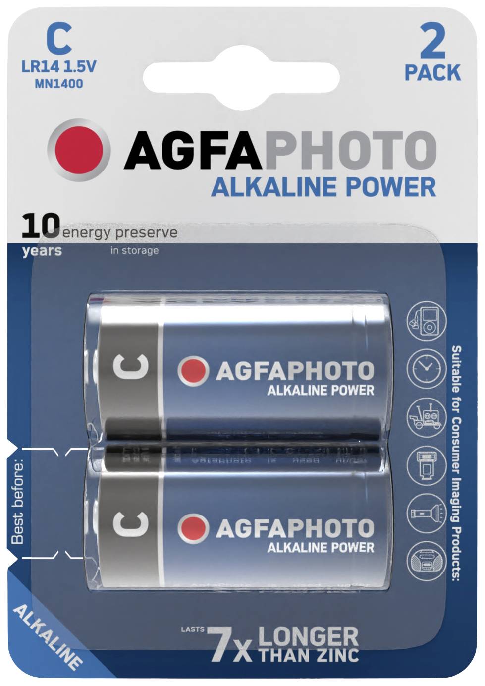 AgfaPhoto LR14 Baby (C)-Batterie Alkali-Mangan 1.5V 2St.