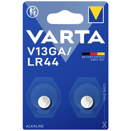Varta Knopfzelle LR 44 1.5 V 2 St. 155 mAh Alkali-Mangan ALKALINE Spec. V13GA/LR44 Bli2