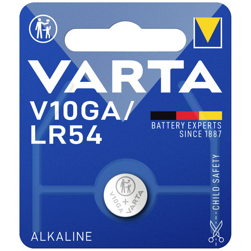 Varta Knopfzelle LR 54 1.5 V 70 mAh Alkali-Mangan ALKALINE Spec. V10GA/LR54 Bli2