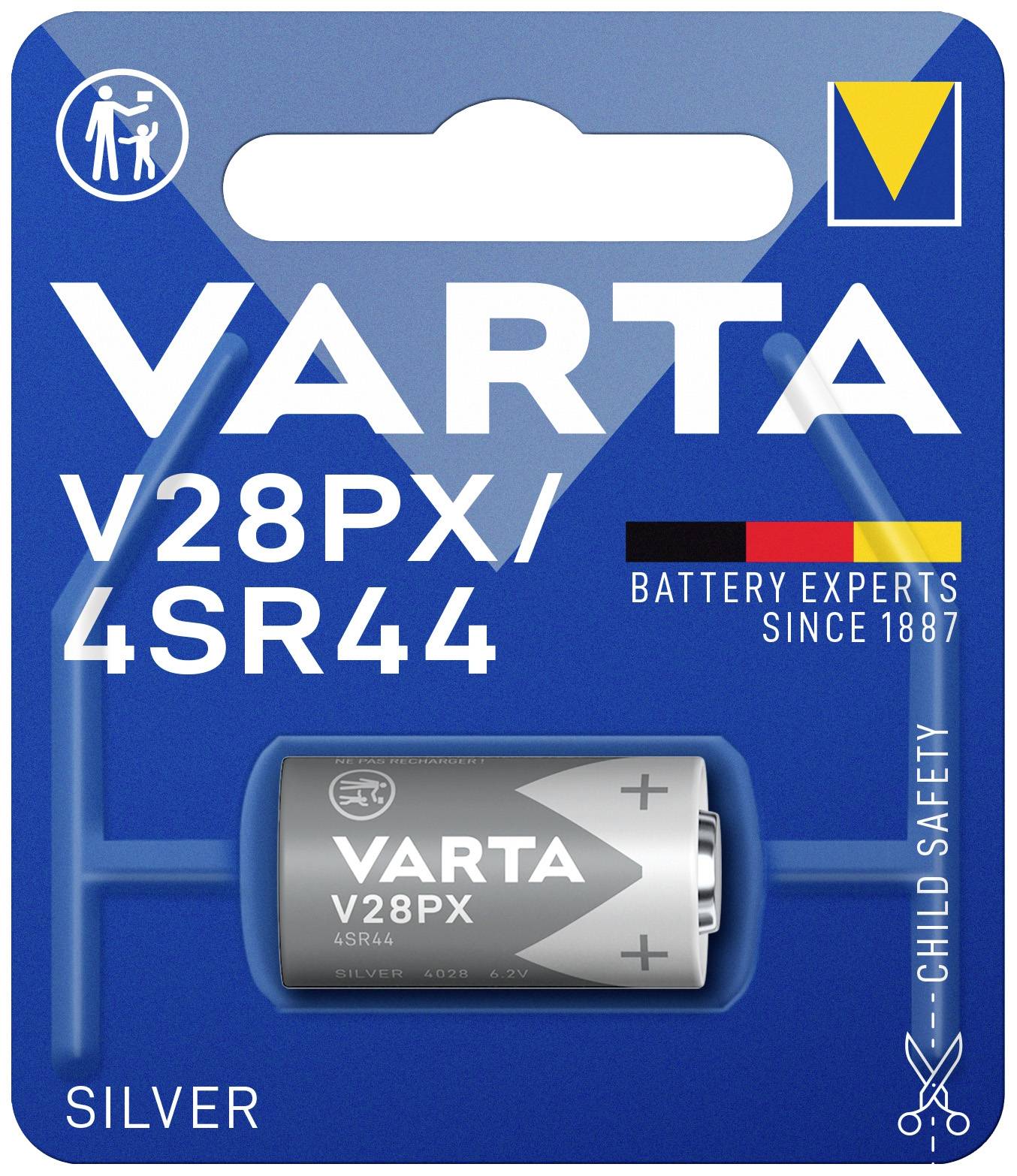 Varta SILVER Cylindr.V28PX/4SR44 Bl1 Fotobatterie 4SR44 Silberoxid 145 mAh 6.2 V 1 St.