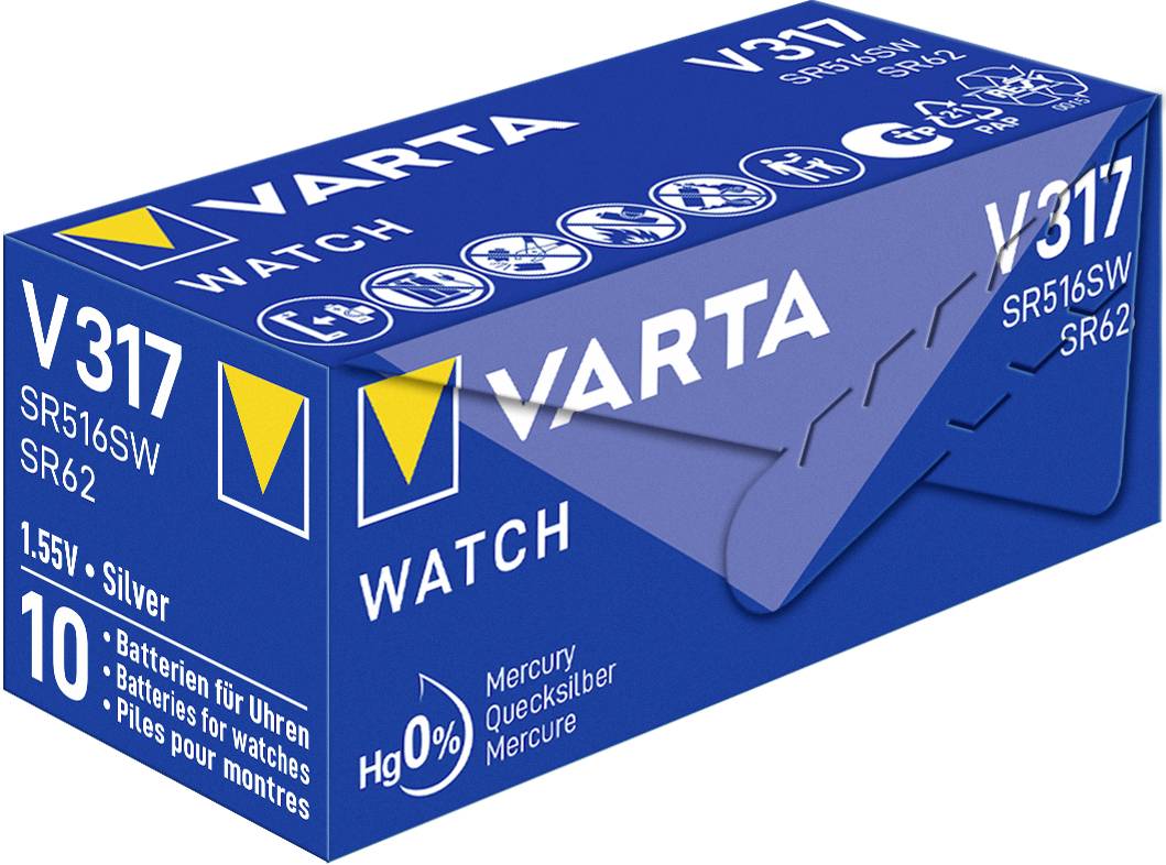 Varta Knopfzelle 317 1.55V 10.5 mAh Silberoxid SILVER Coin V317/SR62 NaBli 1