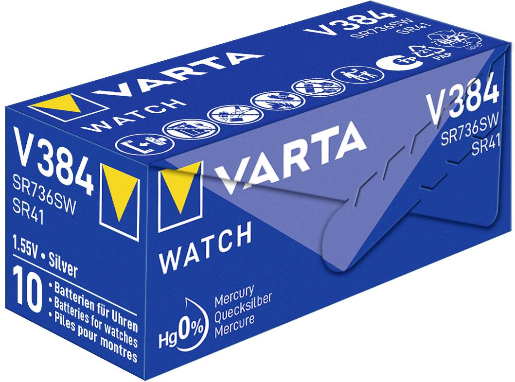 Varta Knopfzelle 384 1.55 V 1 St. 37 mAh Silberoxid Electronics SR41