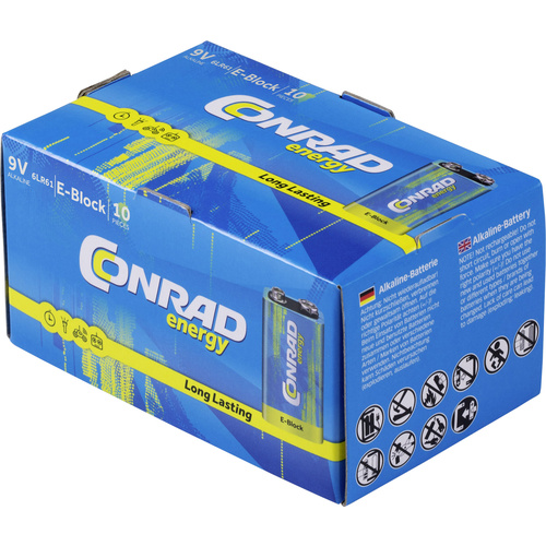 Conrad energy 6LR61 9 V Block-Batterie Alkali-Mangan  9 V 10 St.