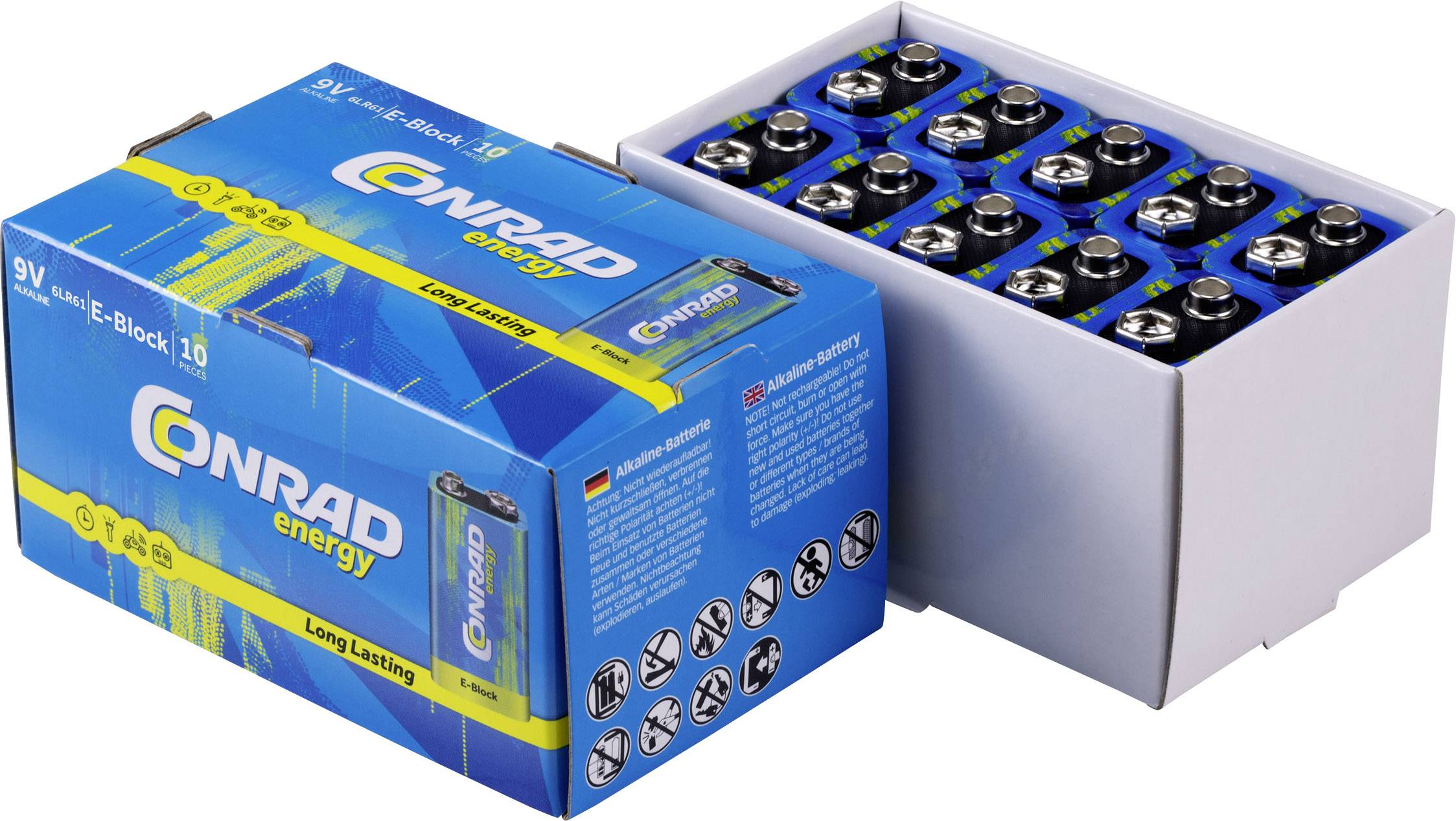 6LR61 9 V Block-Batterie Alkali-Mangan 9 V 10 St.