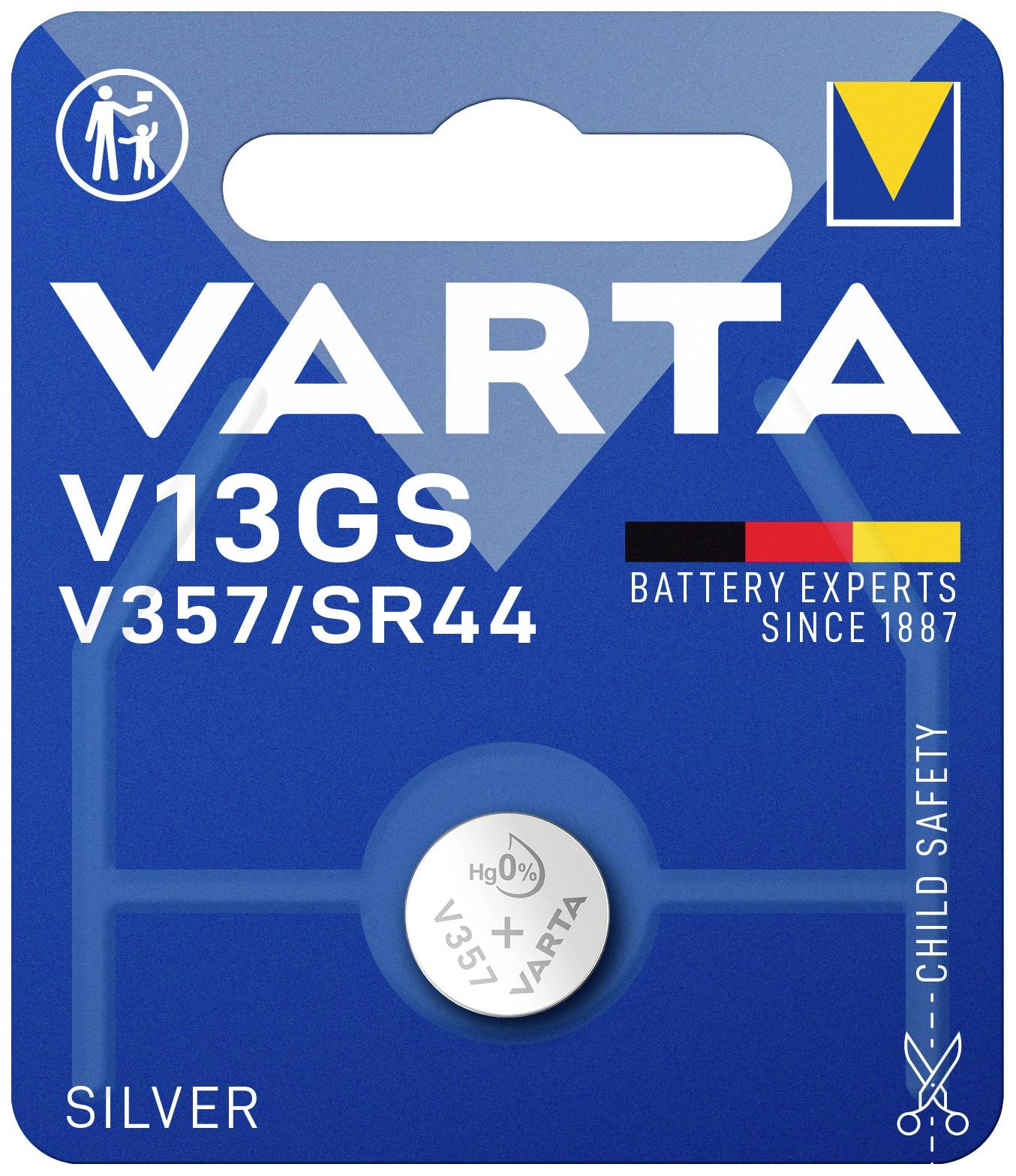 Varta Knopfzelle V 13 GS 1.55V 1 St. 155 mAh Silberoxid SILVER CoinV13GS/V357/SR44 Bl1