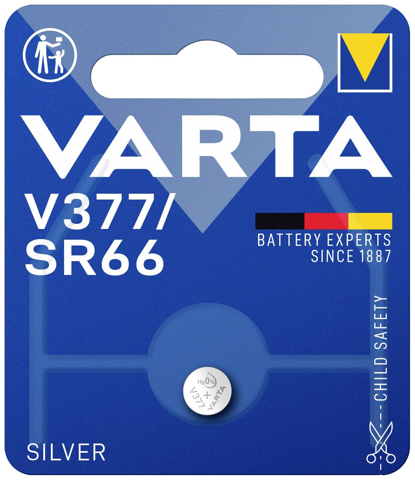 Varta Knopfzelle 377 1.55V 21 mAh Silberoxid SILVER Coin V377/SR66 Bli 1