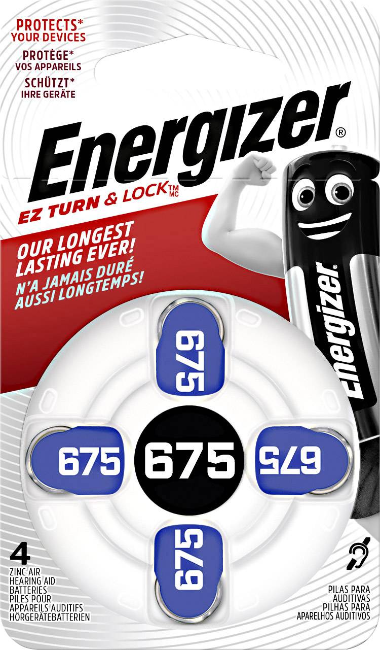 Energizer Knopfzelle ZA675 1.4 V 4 St. 635 mAh Zink-Luft Hearing Aid PR44