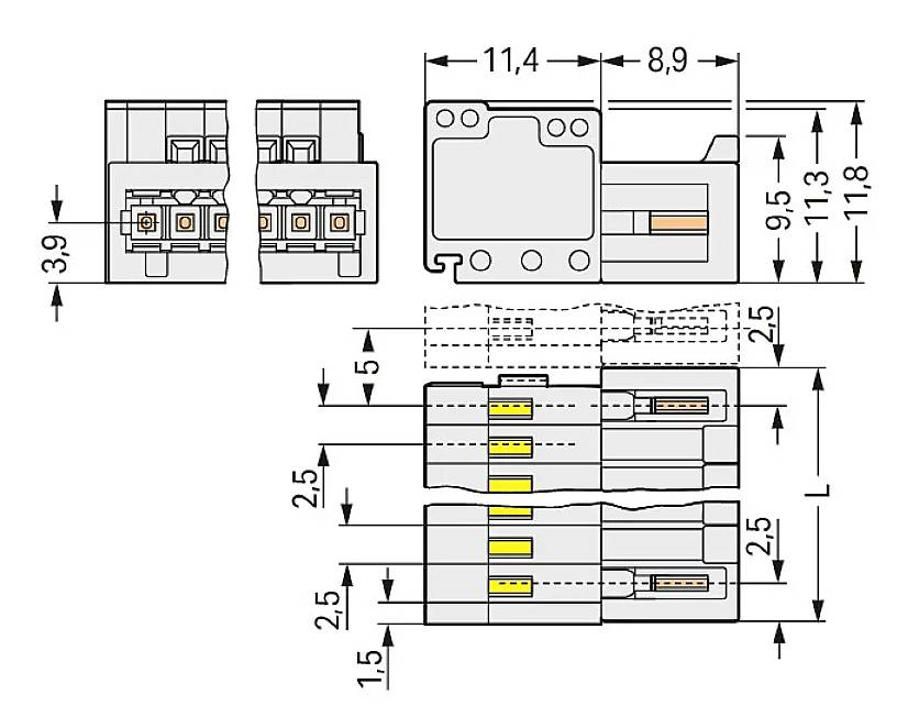 WAGO Stiftgehäuse-Kabel 733 733-212/000-044 50 St.