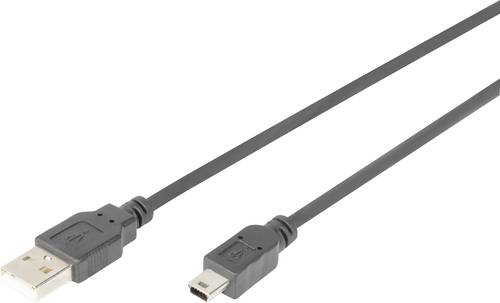 Digitus USB-Kabel USB 2.0 USB-A Stecker, USB-Mini-B Stecker 1.00m Schwarz mit OTG-Funktion AK-300108