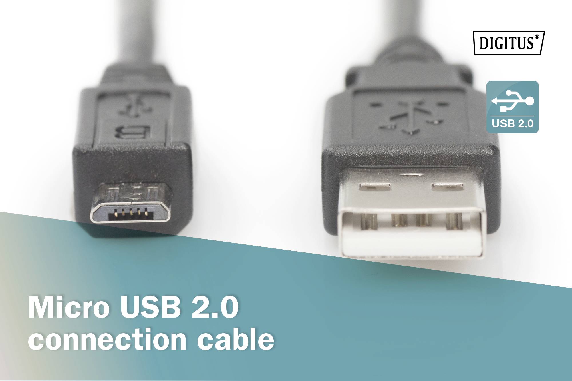 Digitus USB-Kabel USB 2.0 USB-A Stecker, USB-Micro-B Stecker 1.80m Schwarz AK-300127-018-S