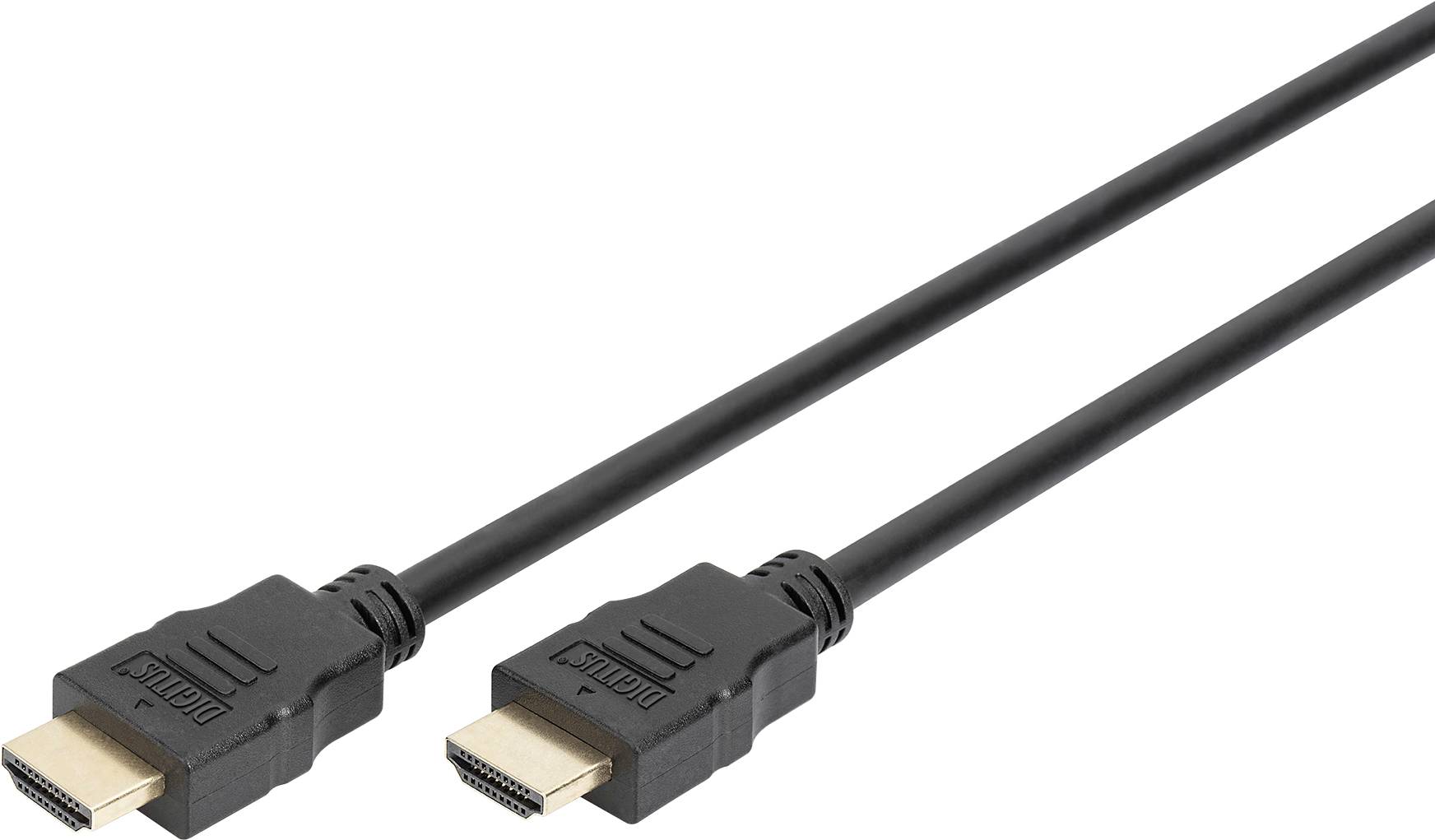 Zwei schwarze HDMI-Kabel mit Steckern an beiden Enden, zur Übertragung von Audio- und Videosignalen zwischen Geräten.