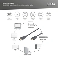 Digitus HDMI Anschlusskabel HDMI-A Stecker, HDMI-A Stecker 5.00m Schwarz AK-330114-050-S vergoldete Steckkontakte HDMI-Kabel Digitus HDMI Anschlusskabel HDMI-A Stecker, HDMI-A Stecker 5.00m Schwarz AK-330114-050-S vergoldete Steckkontakte HDMI-Kabel