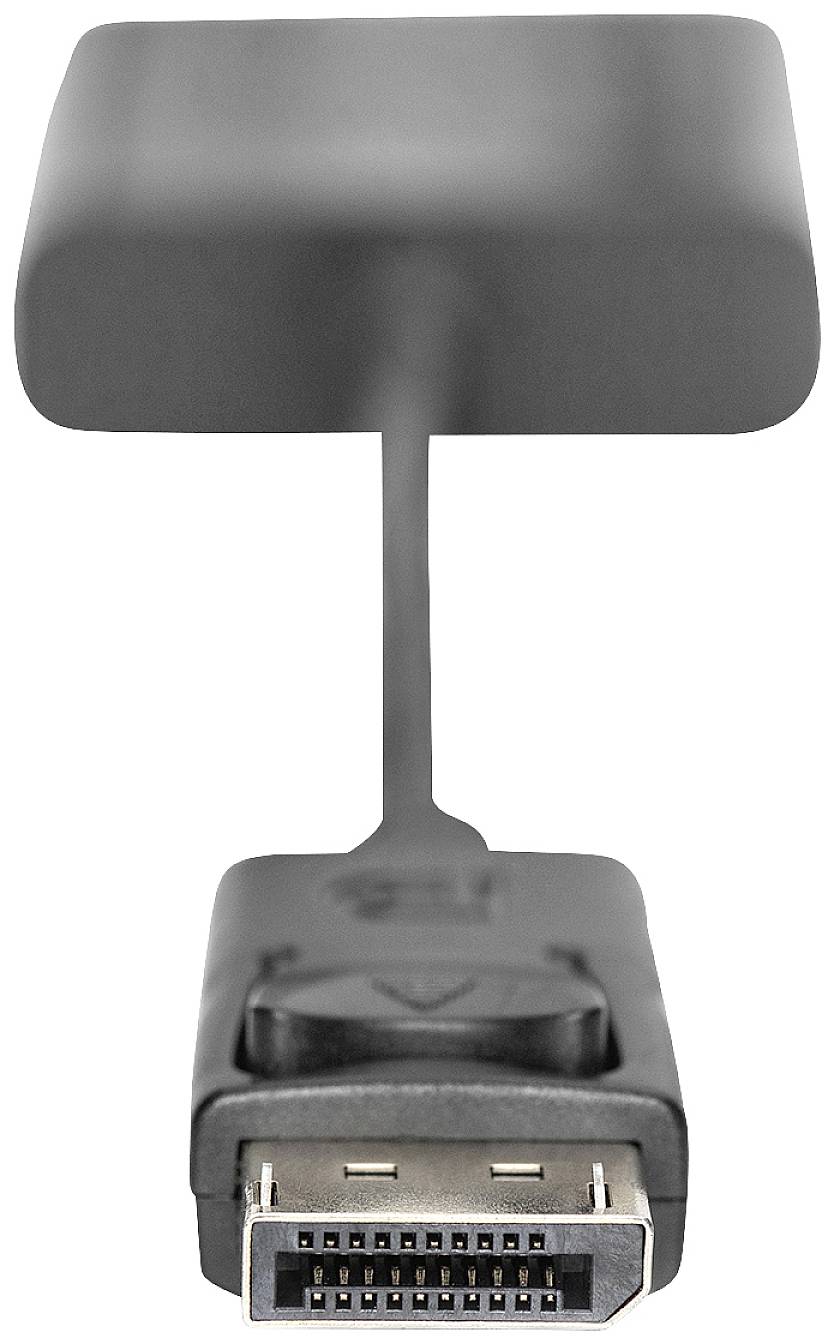 Ein schwarzes Kabel mit einem HDMI-Stecker. Der Stecker zeigt nach unten, der Kabelanfang ist unscharf sichtbar.