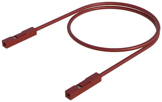 Ein rotbraunes, spiralförmig aufgerolltes Kabel mit rechteckigen Steckern an jedem Ende.