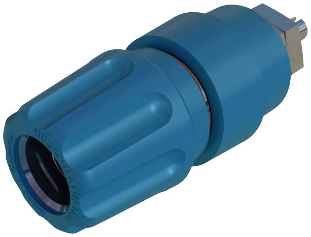Blauer, zylindrischer Adapter mit geriffelter Oberfläche, vermutlich für technische oder mechanische Anwendungen.