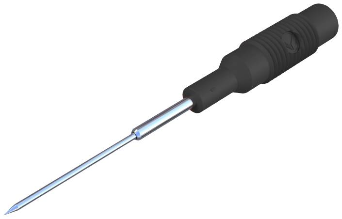 Ein schwarzer Schraubenzieher mit einem langen, spitzen Metallstift anstelle einer herkömmlichen Klinge.