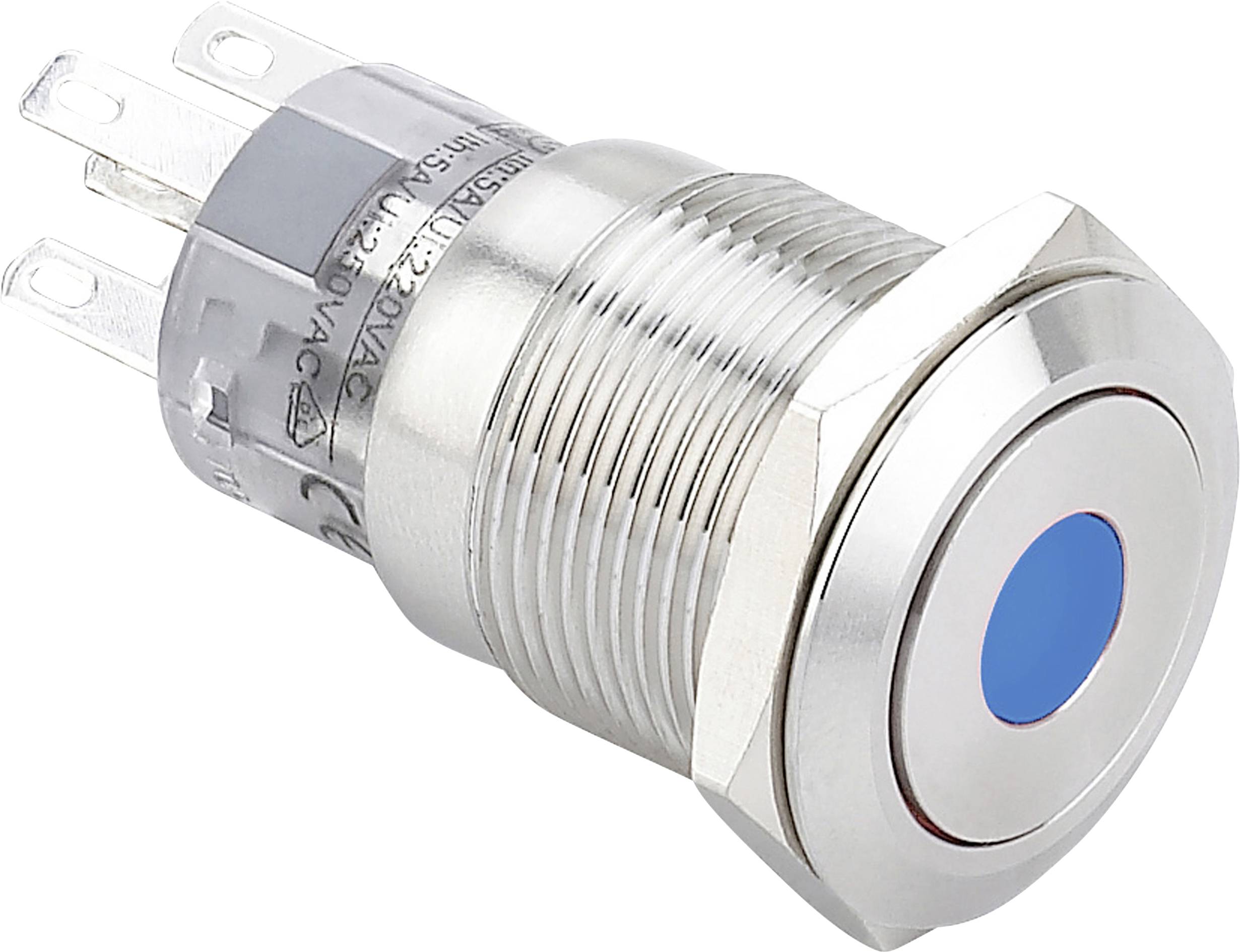 TRU Components 701303 LAS1-AGQ11ZD, BL Vandalismusgeschützter Druckschalter 250 V/AC 5A 1 x Ein/Ein rastend Blau IP67 1St.