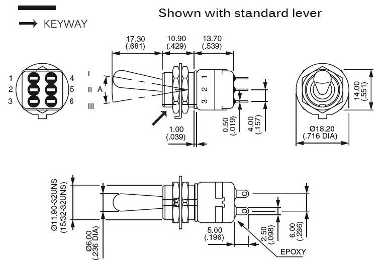 APEM 12146A 12146A Kippschalter 250 V/AC 2A 2 x Ein/Ein IP54 rastend 1St.