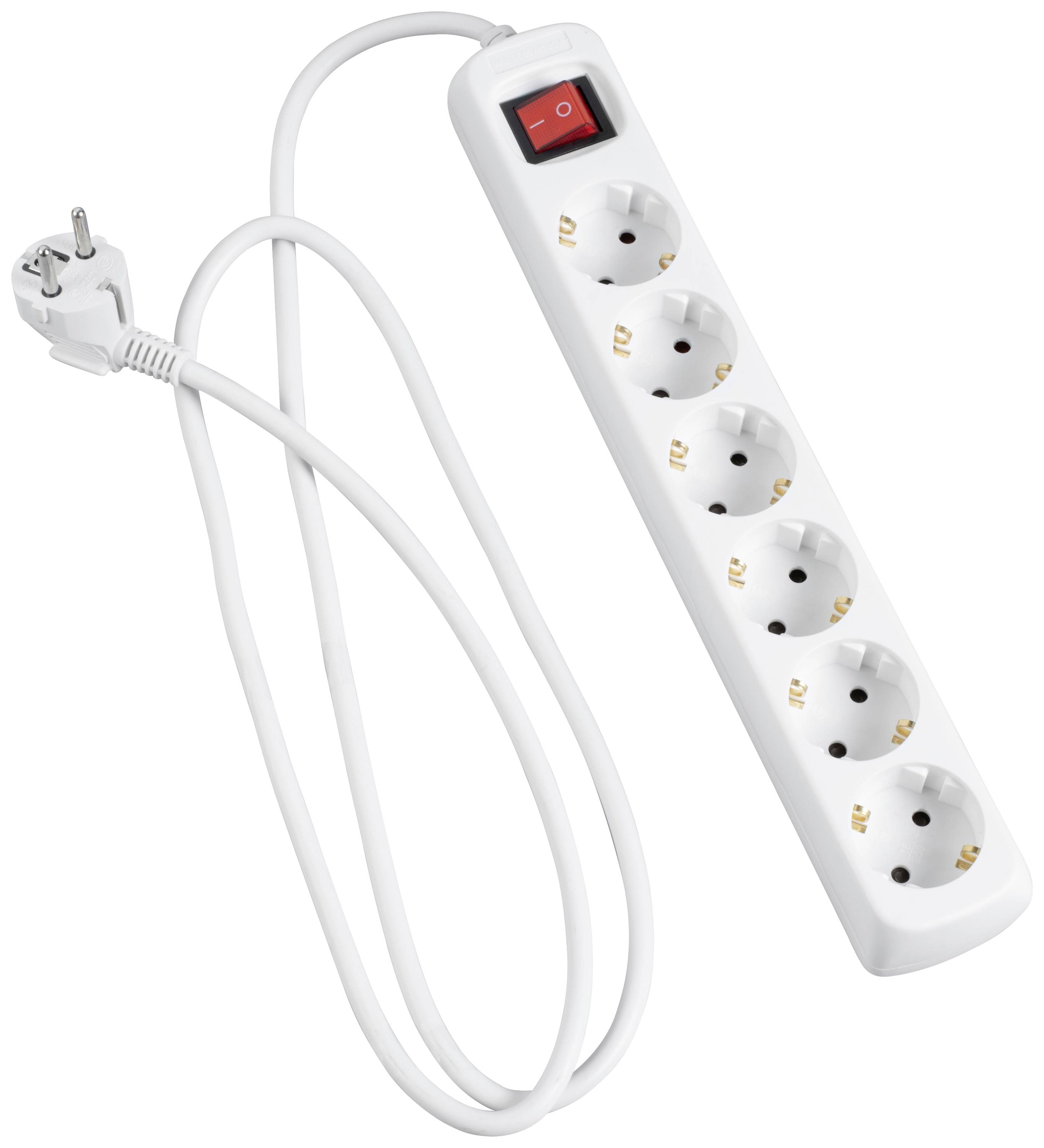 Hama 00030530 Steckdosenleiste mit Schalter 6fach Weiß Schutzkontakt 1St.