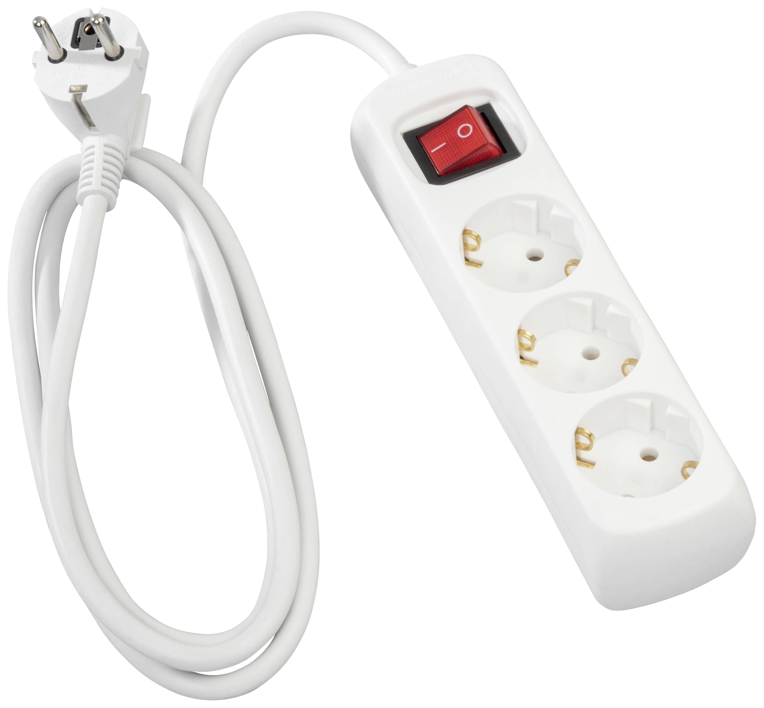 Hama 00030535 Steckdosenleiste mit Schalter 3fach Weiß Schutzkontakt 1St.