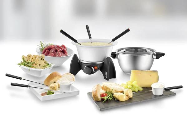 Unold 48615 Fondue 500 W mit manueller Temperatureinstellung Schwarz, Silber