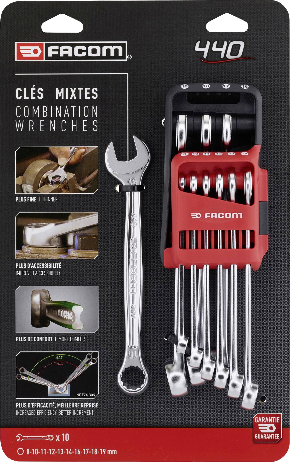 Facom 440.JP10PB Ring-Maulschlüssel-Satz 9teilig Schlüsselweite (Metrisch) 8 - 19mm