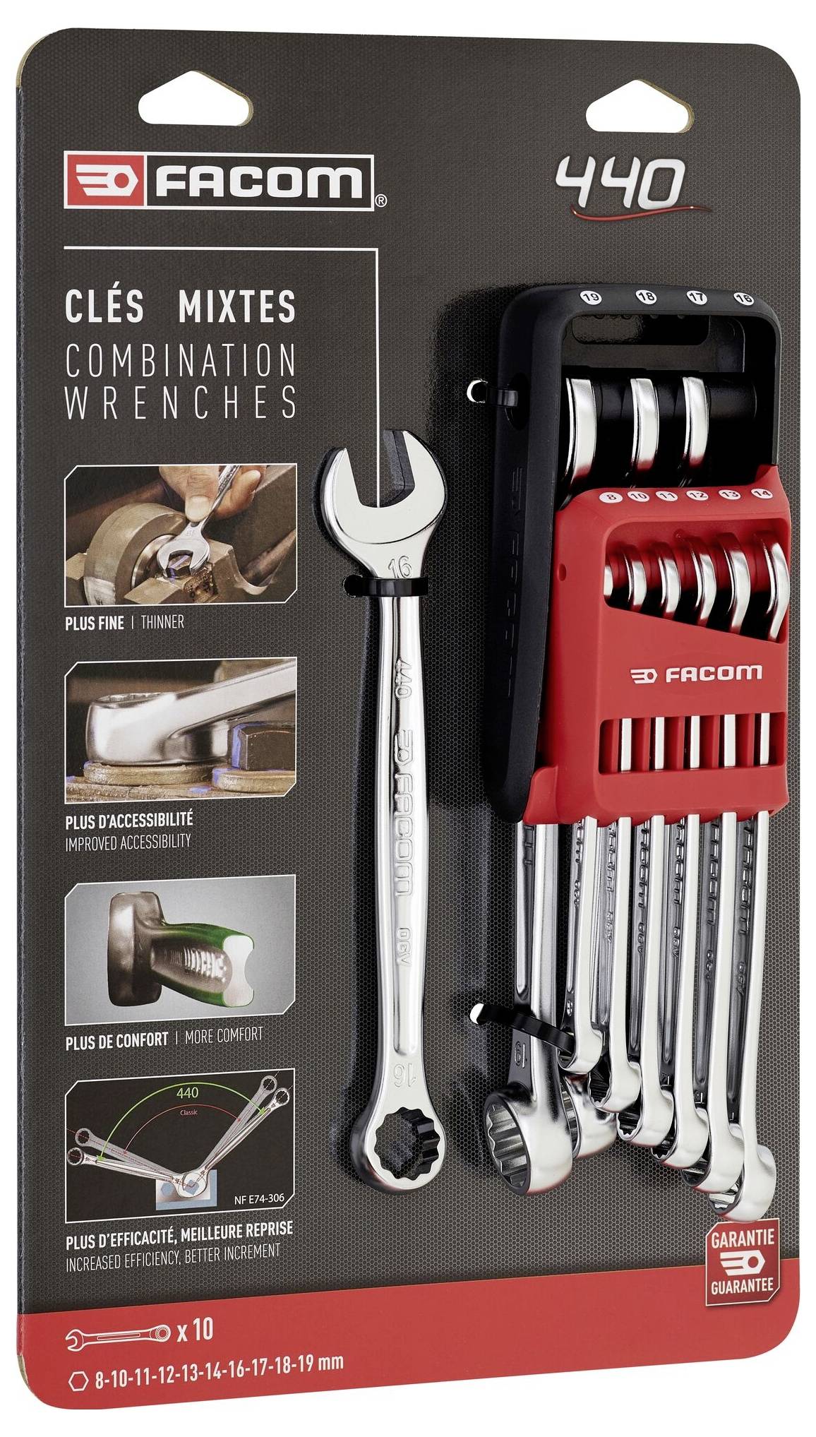 Facom 440.JP10PB Ring-Maulschlüssel-Satz 9teilig Schlüsselweite (Metrisch) 8 - 19mm