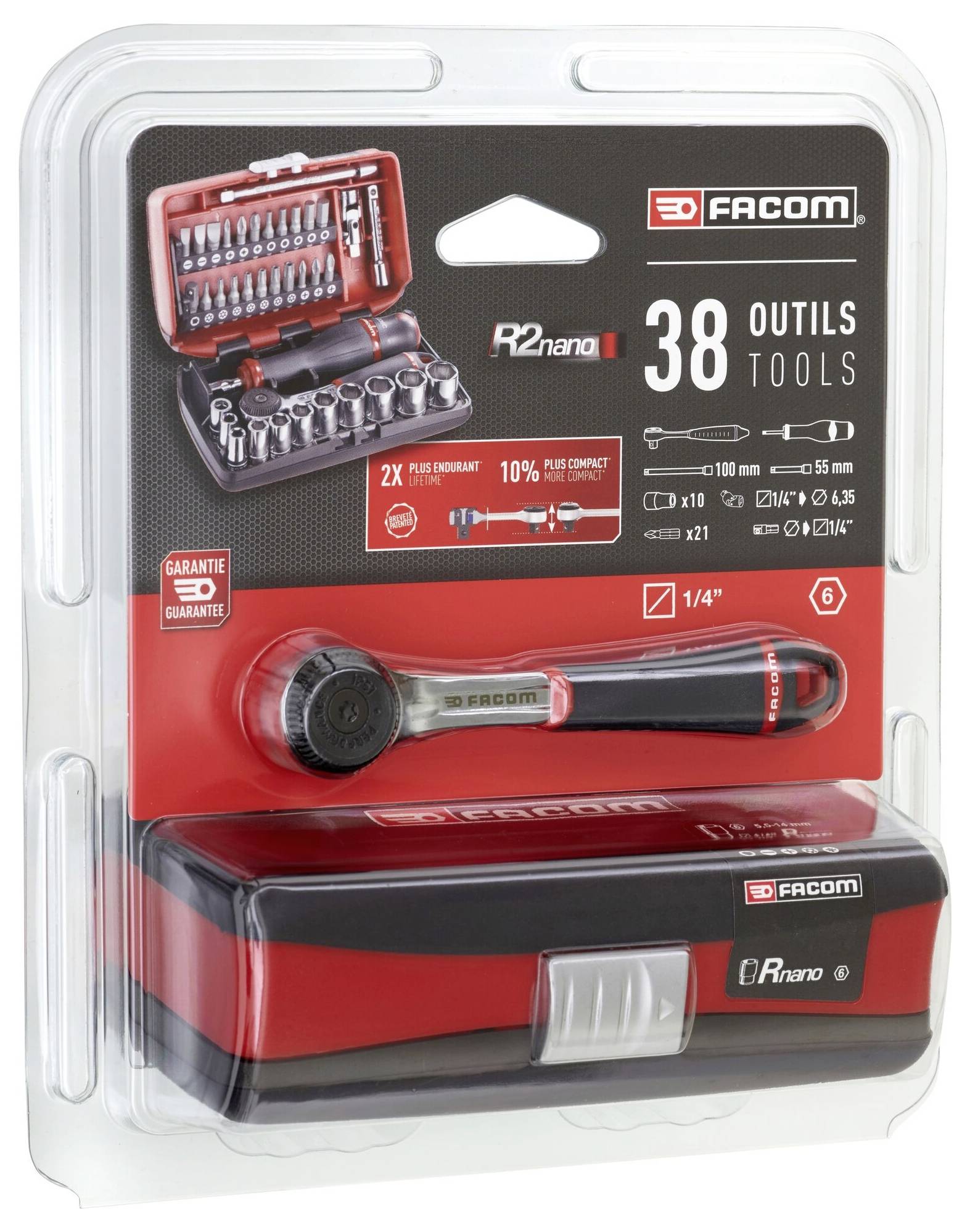 Facom Steckschlüsselsatz metrisch 1/4" (6.3 mm) 38teilig R2NANOPB