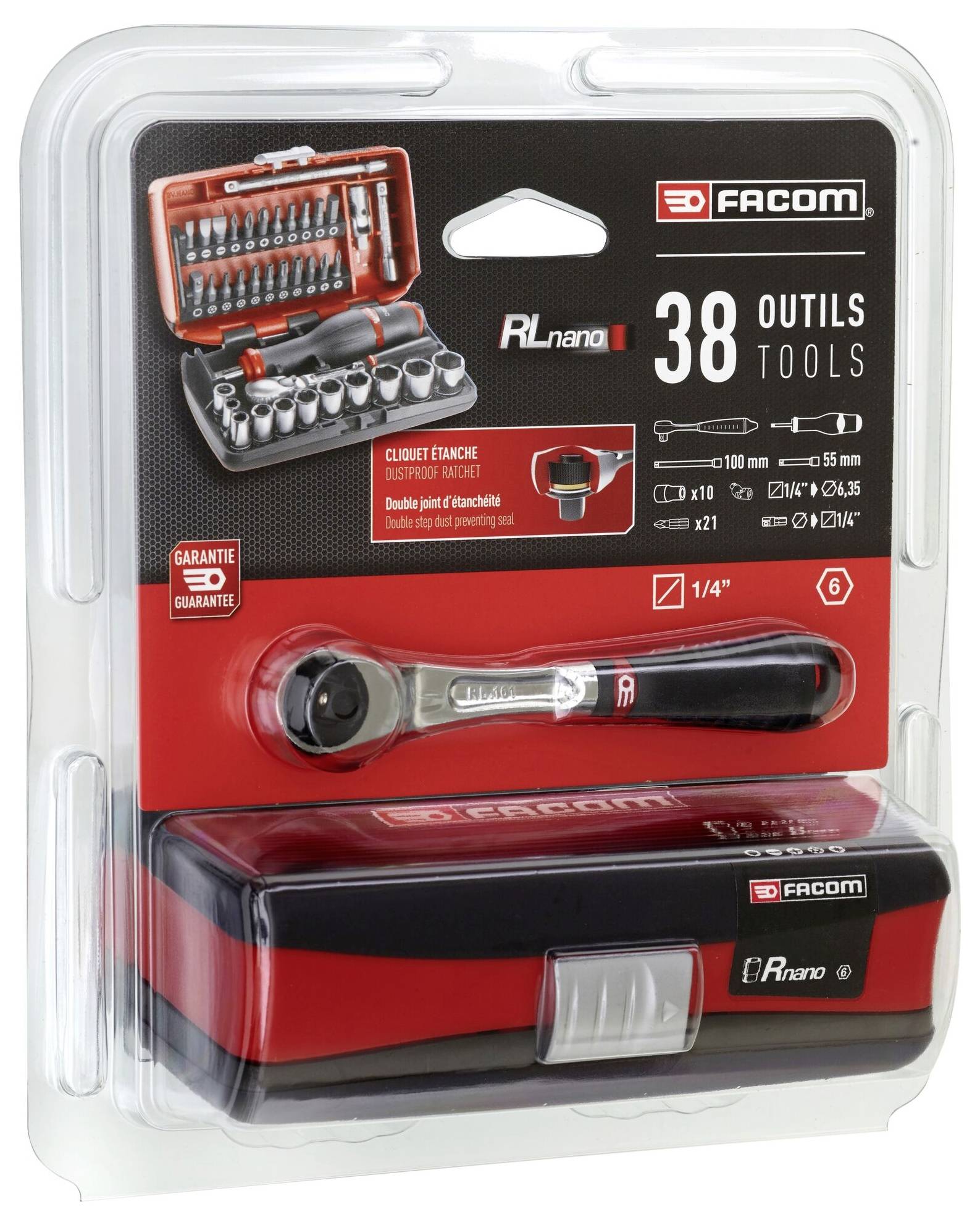 Facom Steckschlüsselsatz metrisch 1/4" (6.3 mm) 38teilig RL.NANO1