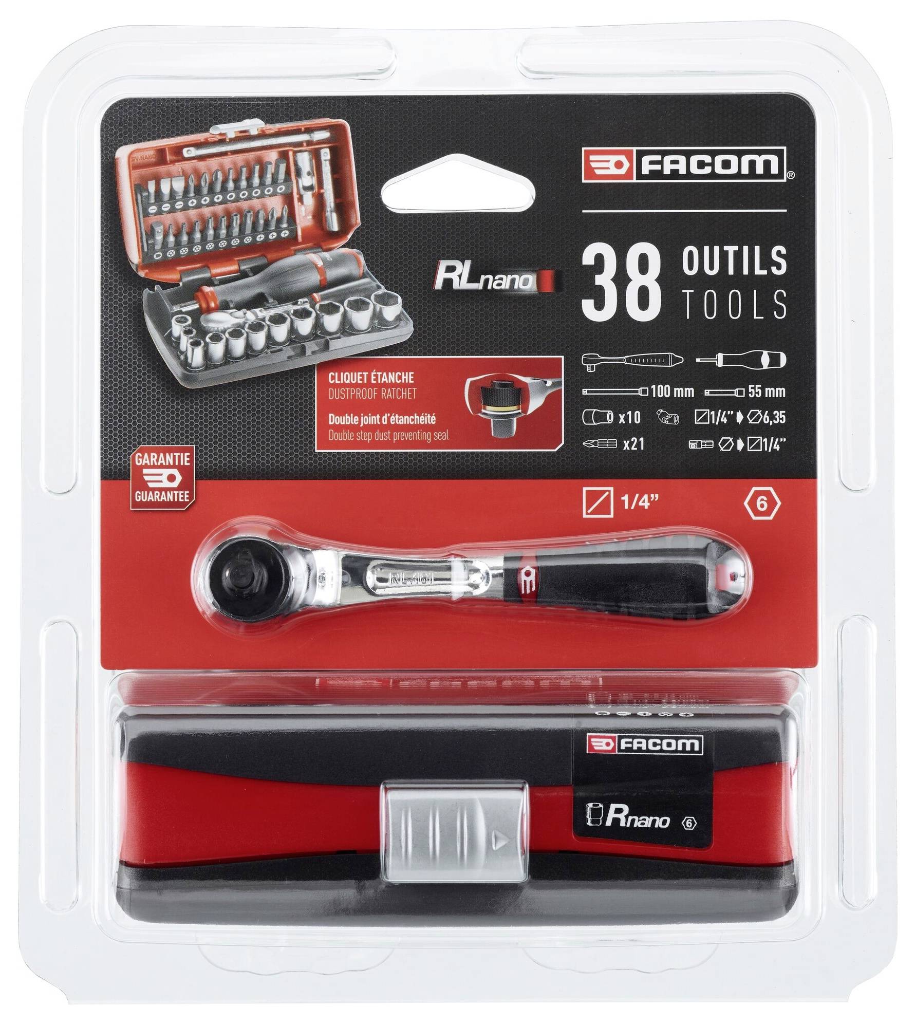 Facom Steckschlüsselsatz metrisch 1/4" (6.3 mm) 38teilig RL.NANO1