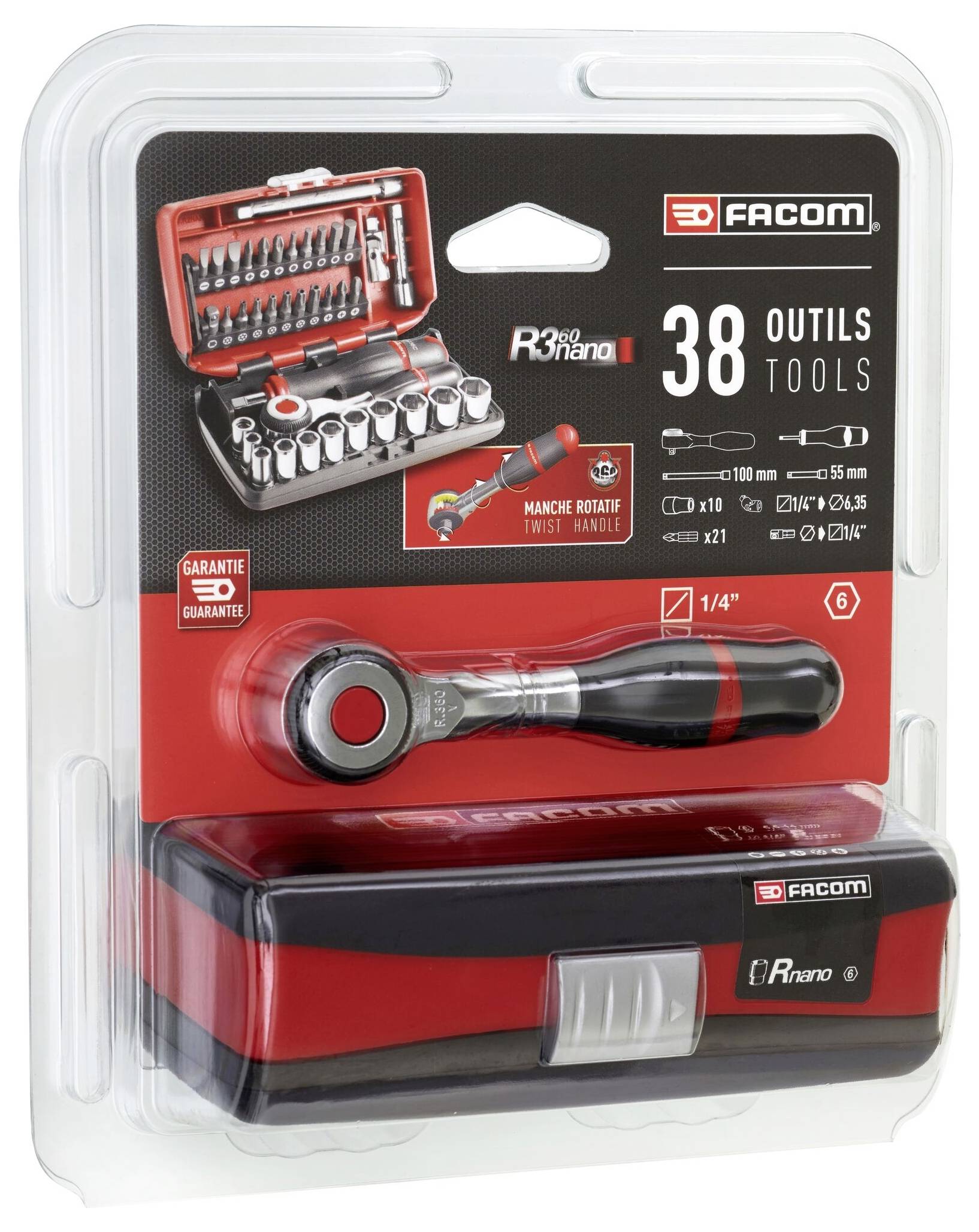 Facom Steckschlüsselsatz metrisch 1/4" (6.3 mm) 17teilig R.360NANOPB