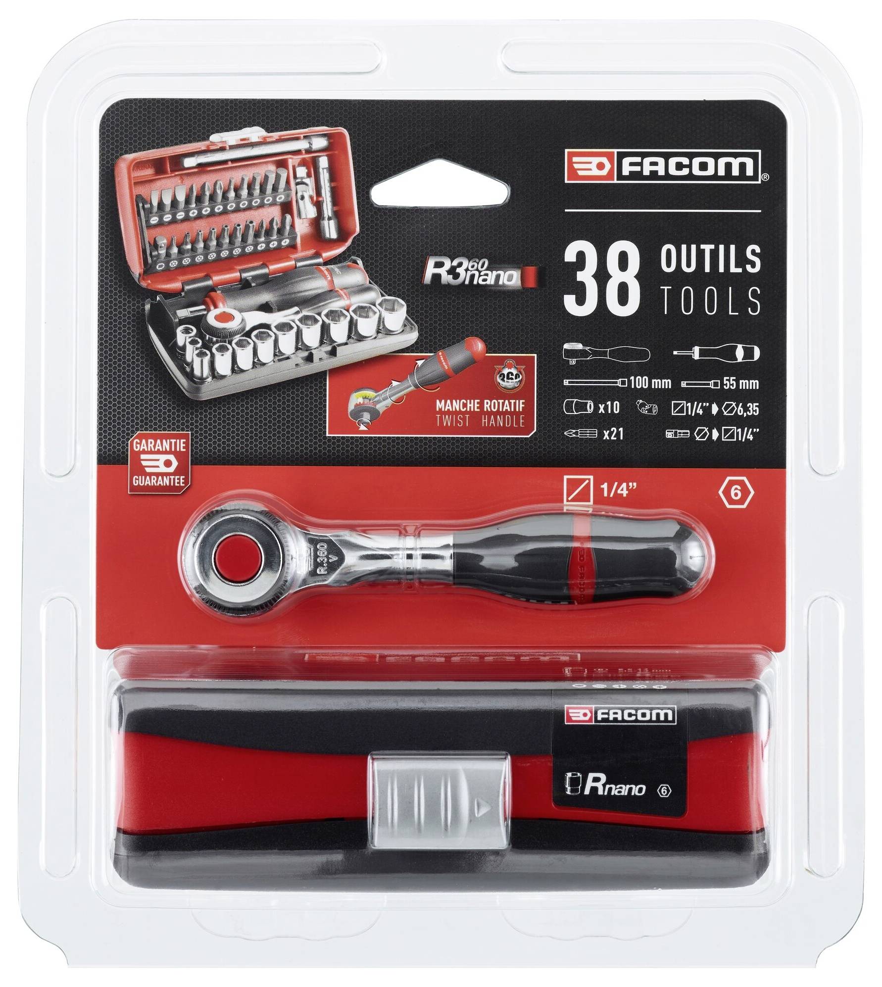 Facom Steckschlüsselsatz metrisch 1/4" (6.3 mm) 17teilig R.360NANOPB