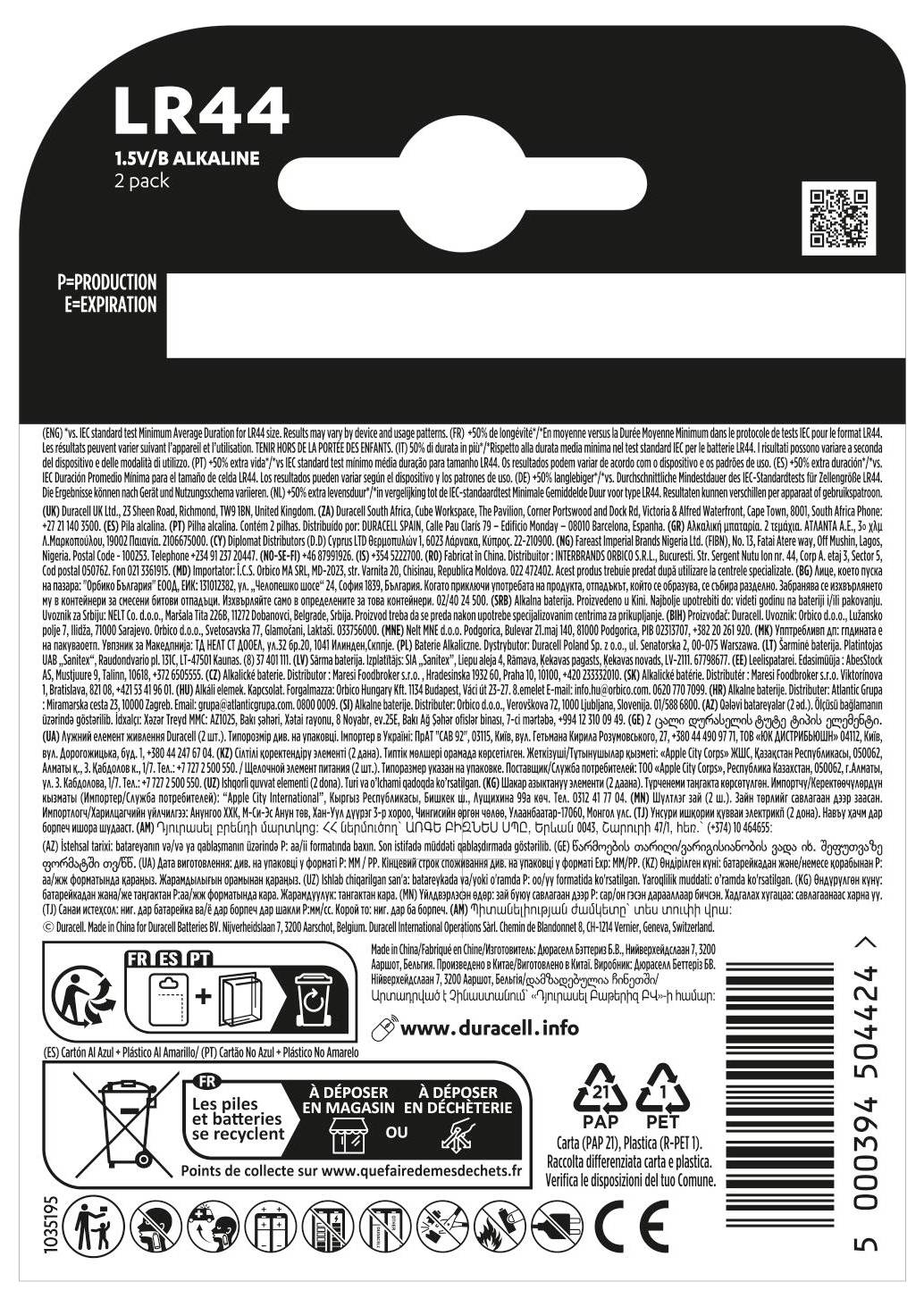 Verpackung für ein 