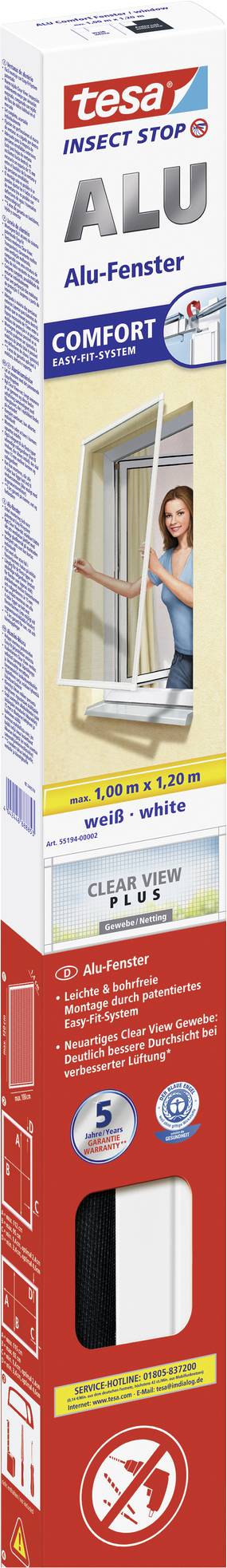 tesa ALU COMFORT 55194-00002-00 Fliegengitter (B x H) 1000 mm x 1200 mm Weiß 1 St.