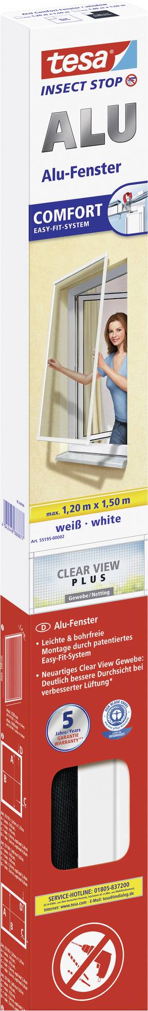 tesa ALU COMFORT 55195-00002-00 Fliegengitter (B x H) 1200 mm x 1500 mm Weiß 1 St.