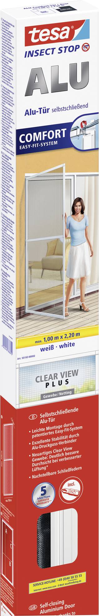 tesa ALU COMFORT 55192-00002-00 Tür-Fliegengitter (B x H) 1000 mm x 2200 mm Weiß 1 St.
