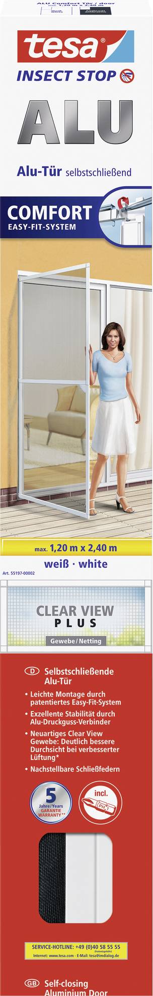 TESA ALU COMFORT 55197-00002-00 Tür-Fliegengitter (B x H) 1200mm x 2400mm Weiß 1St.