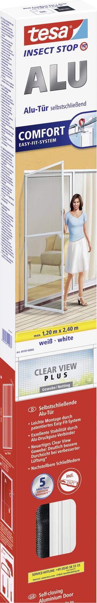 tesa ALU COMFORT 55197-00002-00 Tür-Fliegengitter (B x H) 1200 mm x 2400 mm Weiß 1 St.