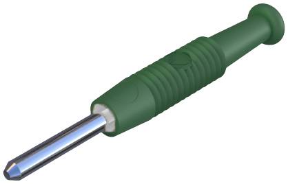 Ein grüner Handgriff mit einem silbernen Metallstab, möglicherweise ein Spezialwerkzeug oder Gerät.